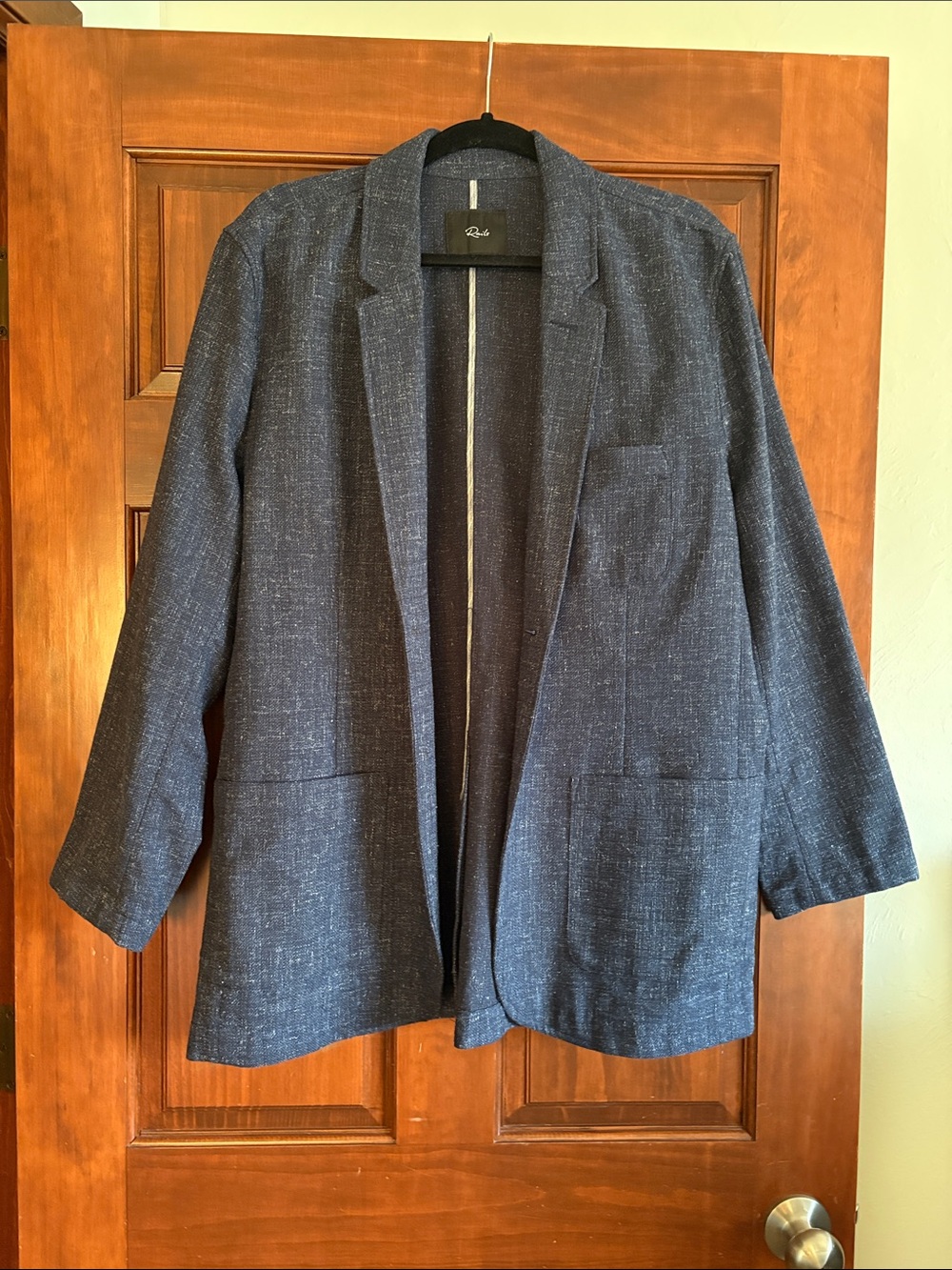 Rails Navy Textured Open Blazer